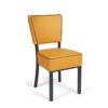 silla-acero-pintado-grafito-asiento-albero-con-ribeteado-marron modelo bohemia
