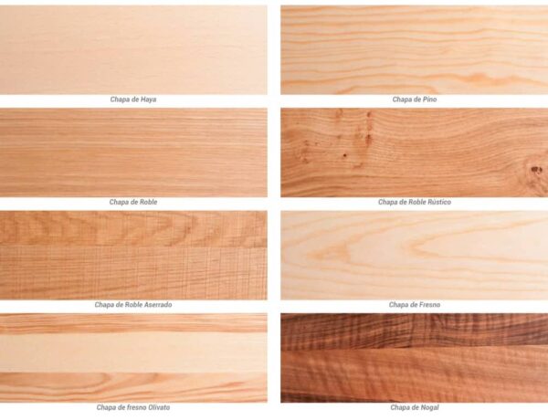 gama de colores del tablero de mesa MDF_con chapa madera natural