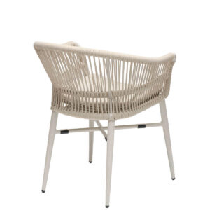 Estructura posterior y respaldo de cuerda trenzada Lino del sillón Melbourne para hostelería